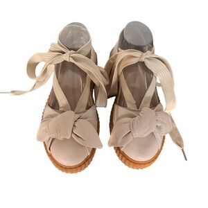 Puma Fenty Rihanna BowCreeper Sandal Marshmallow Beige Leather Platform Size 8.5
